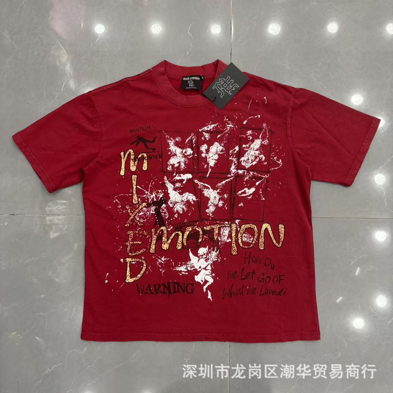 Camiseta de Manga Corta de Algodón Puro con Pedrería, Corte Holgado MIXED para Hombre y Mujer