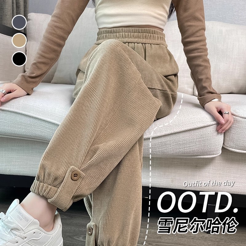 Fleece-Lined Thickened Women's Jogger Pants for Autumn and Winter 2025 New Corduroy Harem Carrot Casual Sweatpants Fleece-Lined Thickened Women's Jogger Pants for Autumn and Winter 2025 New Corduroy Harem Carrot Casual Sweatpants
