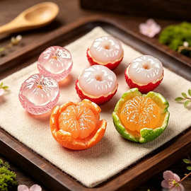 仿真水果剥开橘子荔枝车载树脂摆件diy钥匙扣冰箱贴手机链挂饰品