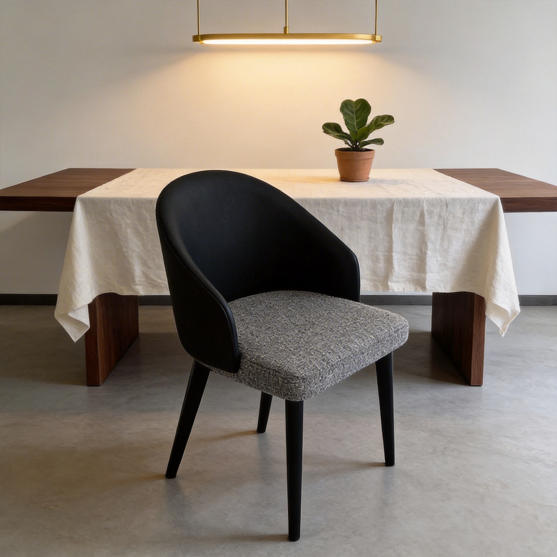 Home Leather and Fabric Dining Chair with Backrest, Suitable for Dining Area, Study, Italian Minimalist Style, Solid Wood Dining Chair, Italian Minimalist Dining Chair