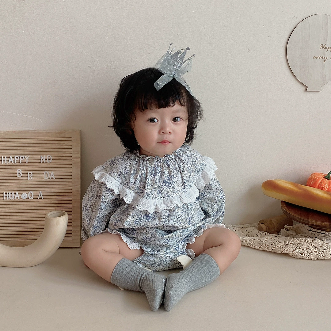 Новый весенний комбинезон в корейском стиле с цветочным узором, в стиле Ins, милый детский комбинезон-слип в стиле «Маленькая Шанель», наряд для ползания для принцесс