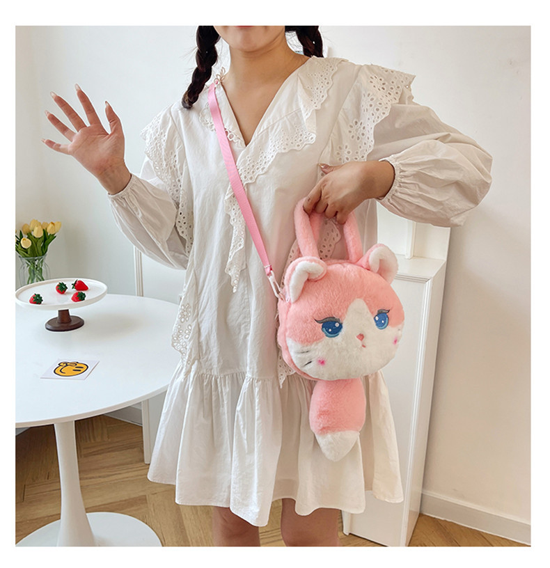 137g Weight Zipper Closure Type Single Shoulder Strap, Top Handle Strap Type Shoulder Bag Bags Type Casual Occasion Plush Material Animal, Cartoon Pattern Spring, Autumn&Winter Season Kid'S Gender Cute Style Round Shape Kid'S Plush Animal Cartoon Cute Round Zipper Shoulder Bag 17