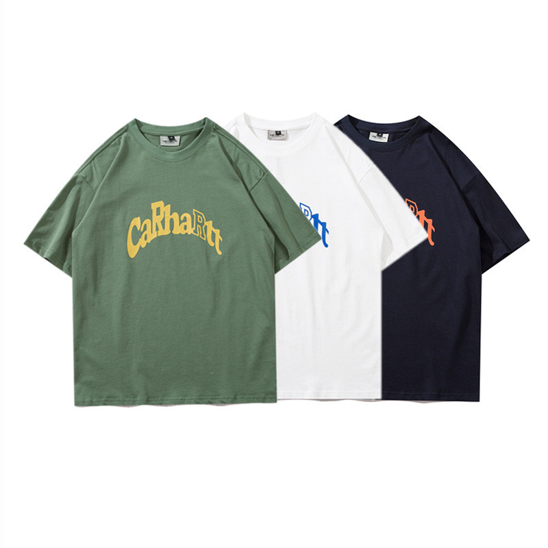 Cross-Border Carhartt New Men's and Women's Trendy Brand Pure Cotton Short-Sleeved Casual Fashion Letter Printed Carhartt T-Shirt