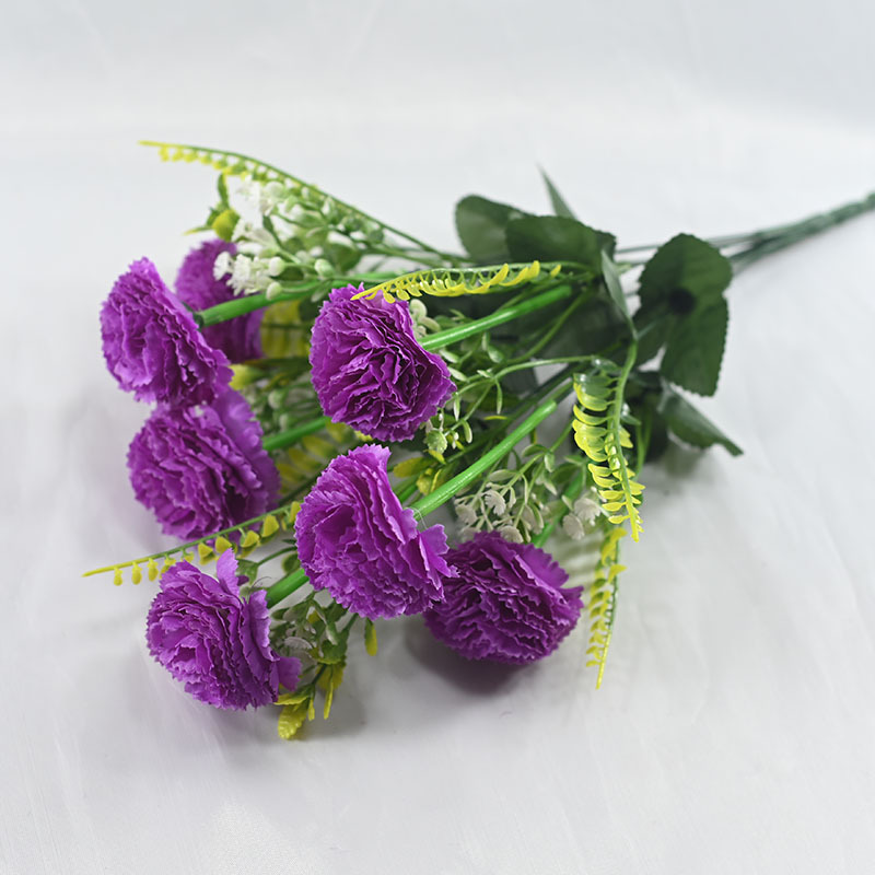 7 flores de claveles simuladas regalo del día de la madre del día del maestro decoración de bodas para el hogar props de disparo flores falsas