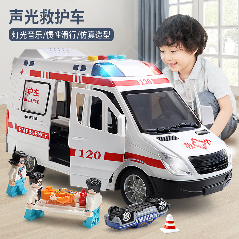 120 Ambulance Police Car Toy Car Doctor Kidsren's Large Car Model Engineering Ambulance Toy for Boys and Girls