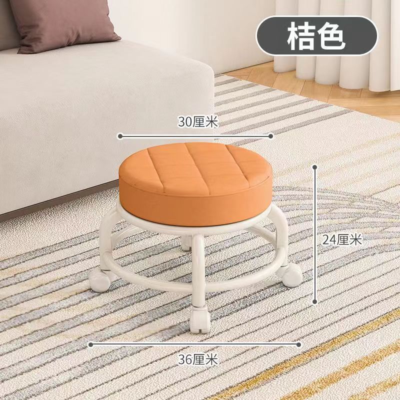 （双层桔色-加厚坐垫）静音防滑轮