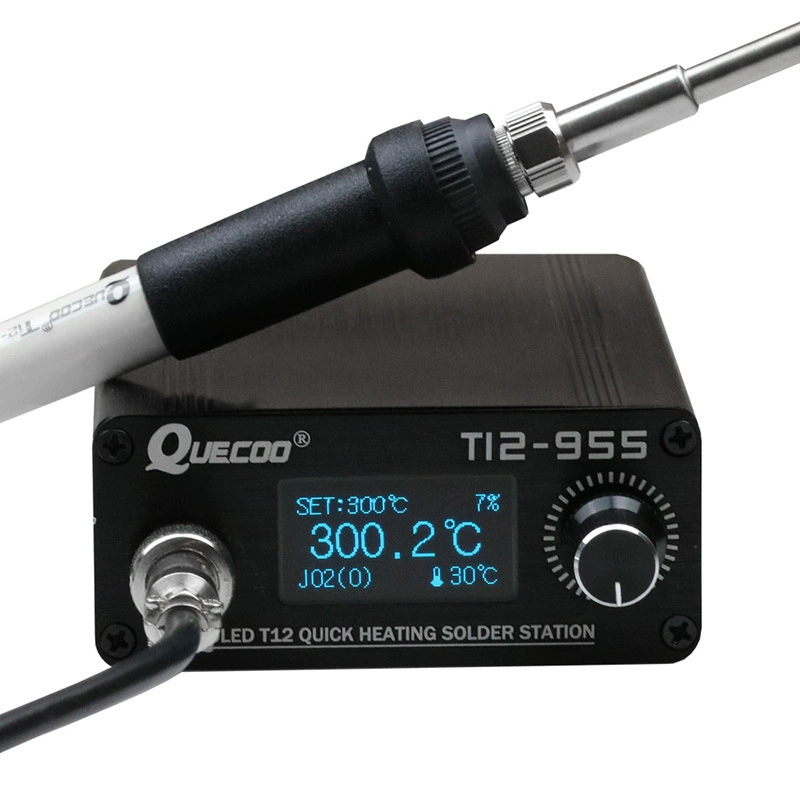 QUECOO Высокая мощность T12-955 цифровая термостатическая сварочная станция STM32 V2.1S главный контроль капуста белый свет электрический паяльник