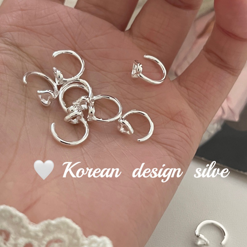 韓國博主同款銀飾品 S925純銀 mini鏤空愛心耳鈎簡約女款百搭耳環