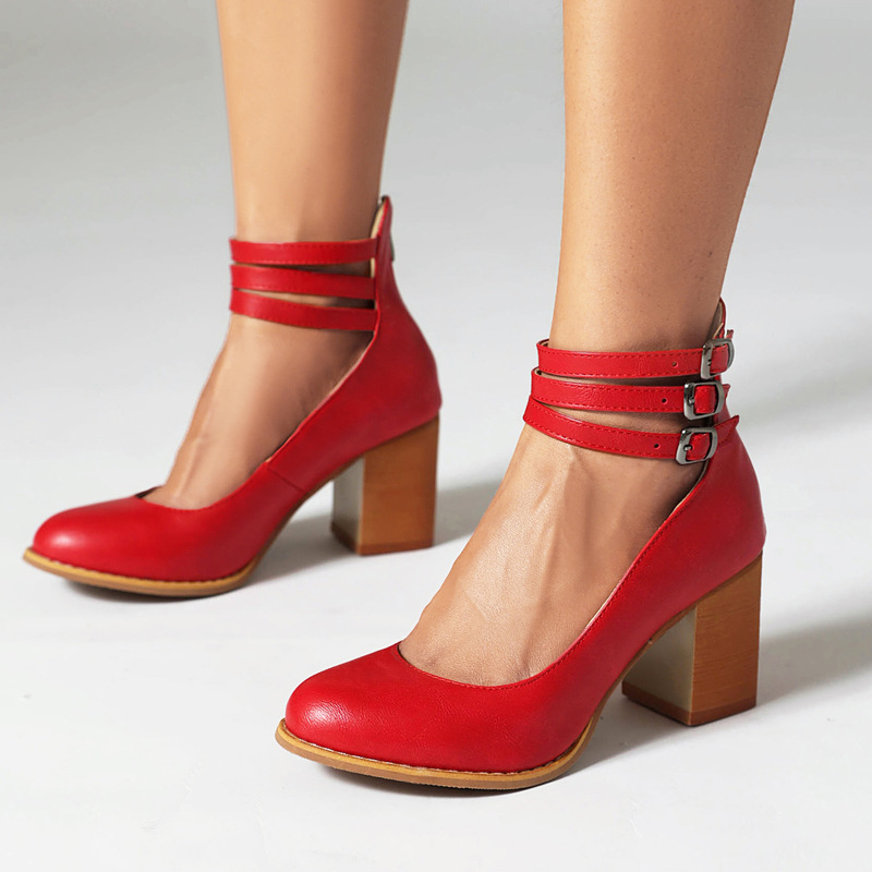 2023 Retro Mary Jane Women's Single Shoes with Chunky Heels, Sizes 40-48, New Spring and Autumn Style with Single Strap High Heels 2023 Retro Mary Jane Women's Single Shoes with Chunky Heels, Sizes 40-48, New Spring and Autumn Style with Single Strap High Heels