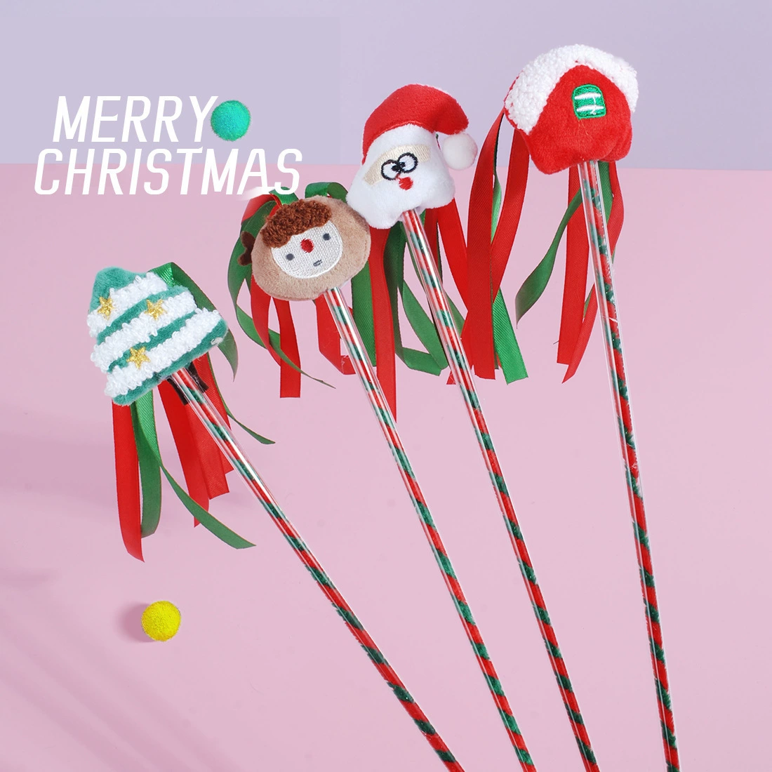 Рождественский плюшевый кошачий стержень лося снежный дом Санта-Клаус дерево мультфильм кисточки звук домашних животных кошачьих игрушек