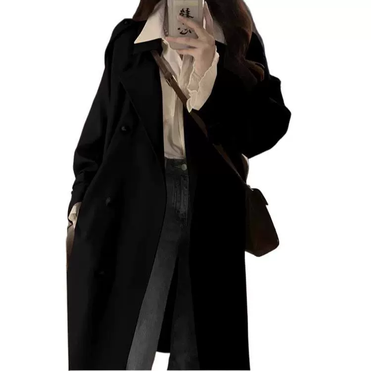 Белое trenchcoat пальто осени куртка длинный жилет облегающий для подростков до середины икры