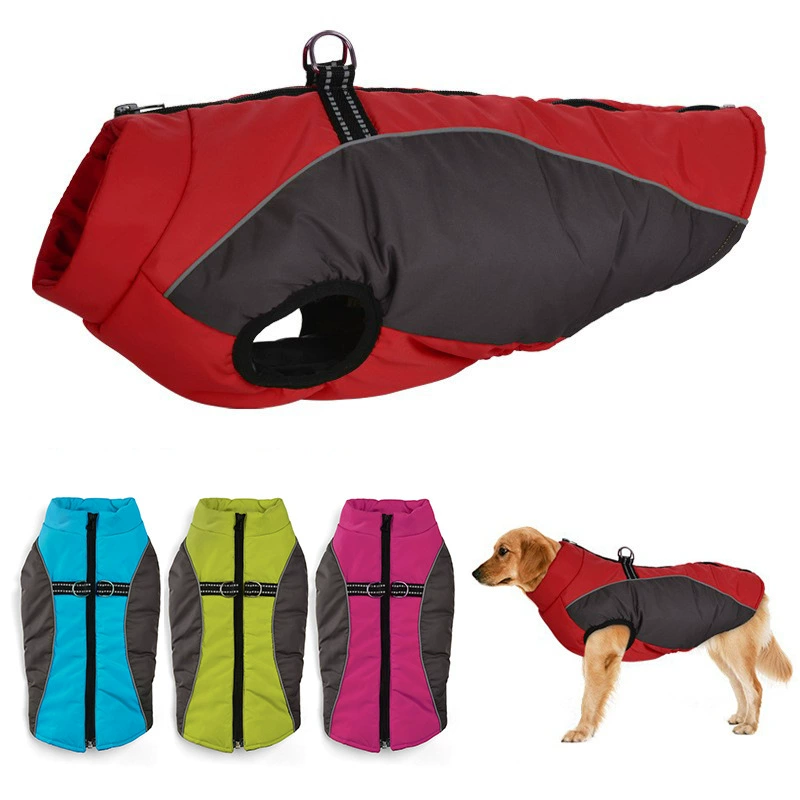 Теплая хлопковая куртка для собак на осень и зиму, утепленная ветрозащитная куртка, лыжный костюм, одежда для собак породы Тедди и Голден Ретривер