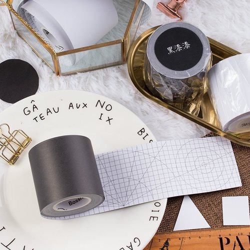 手帐胶带打底胶带和纸白花花手帐工具手账素材diy装饰黑白底贴纸