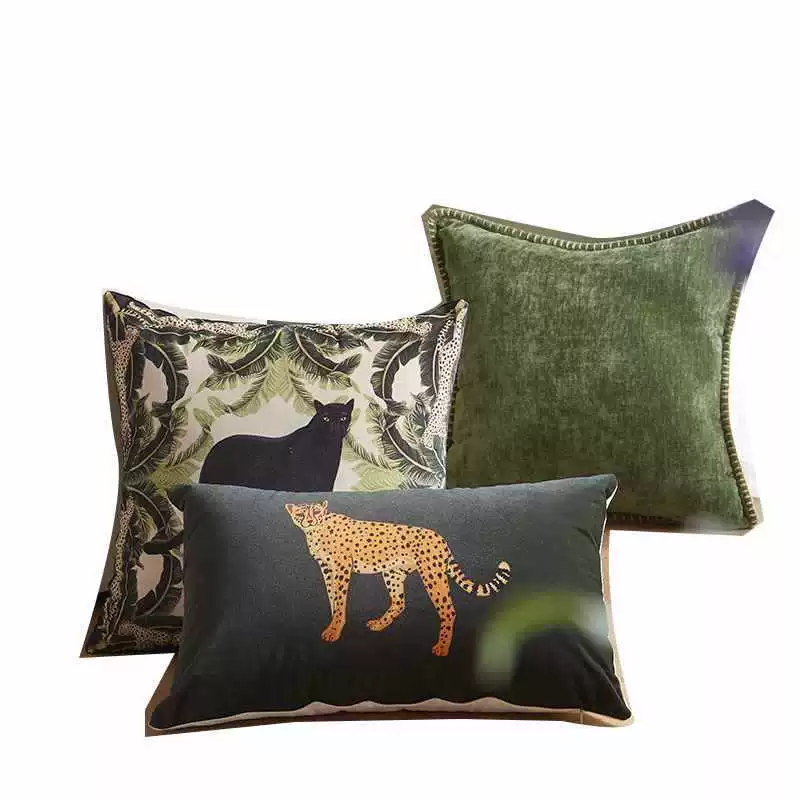 Pillow, retro sofa for bed, American style, leopard