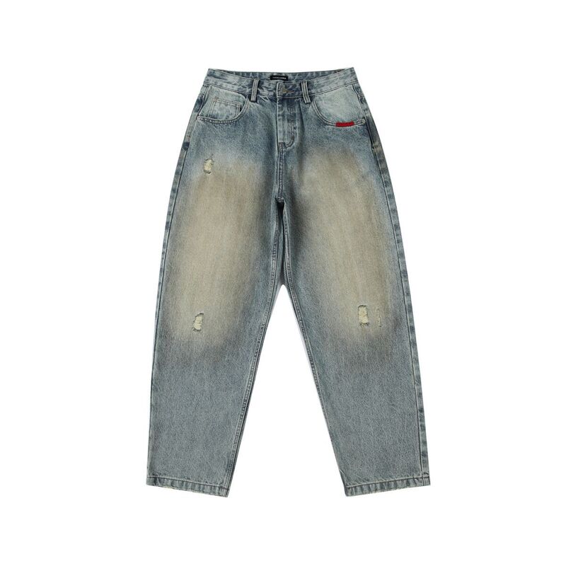 RUIIENRS x LUCKY HORN 2024 Autumn New Embroidered Pocket Ripped Jeans K924