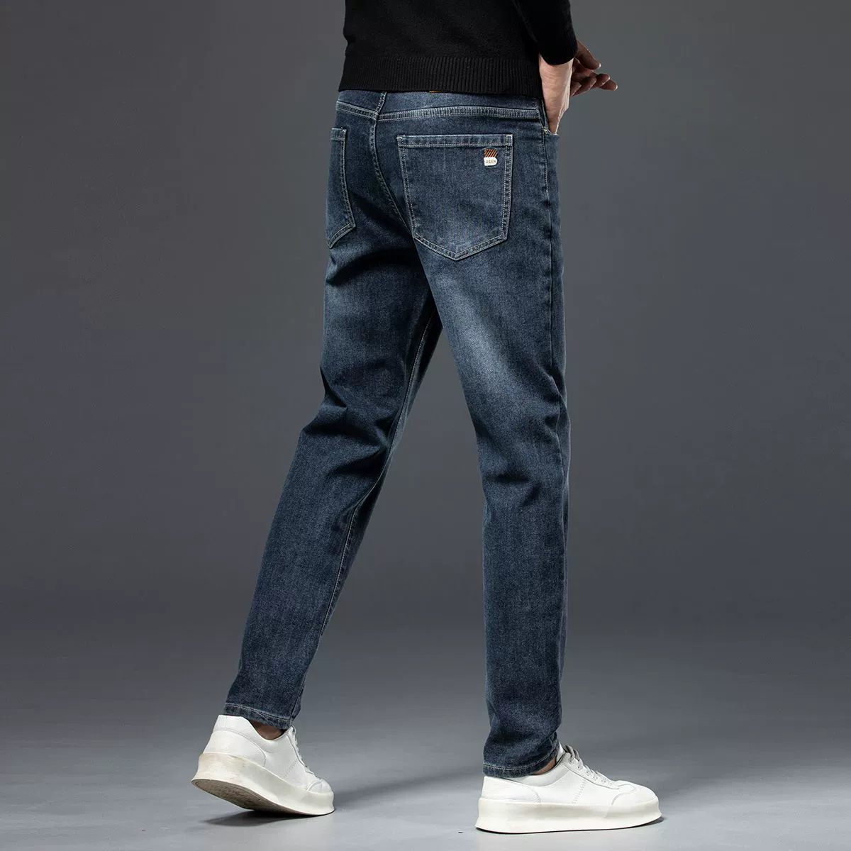 Осенние эластичные джинсы для отдыха, slim fit, свободный прямой крой