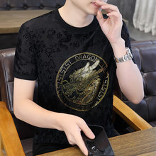 2025新款正版欧货龙烫钻6D植绒烧花高品质圆领T恤时尚流行休闲百