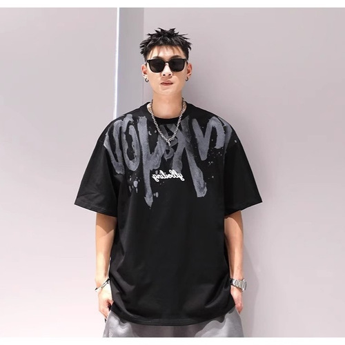 American Heavyweight Oversized Men's Short-Sleeve T-Shirt Summer Hip-Hop Style Streetwear Cool Letter Print
