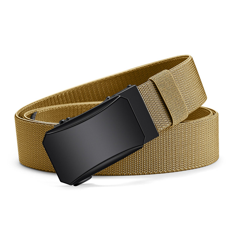 现货男士高弹力尼龙自动扣战术腰带中青年休闲帆布皮带一件代发