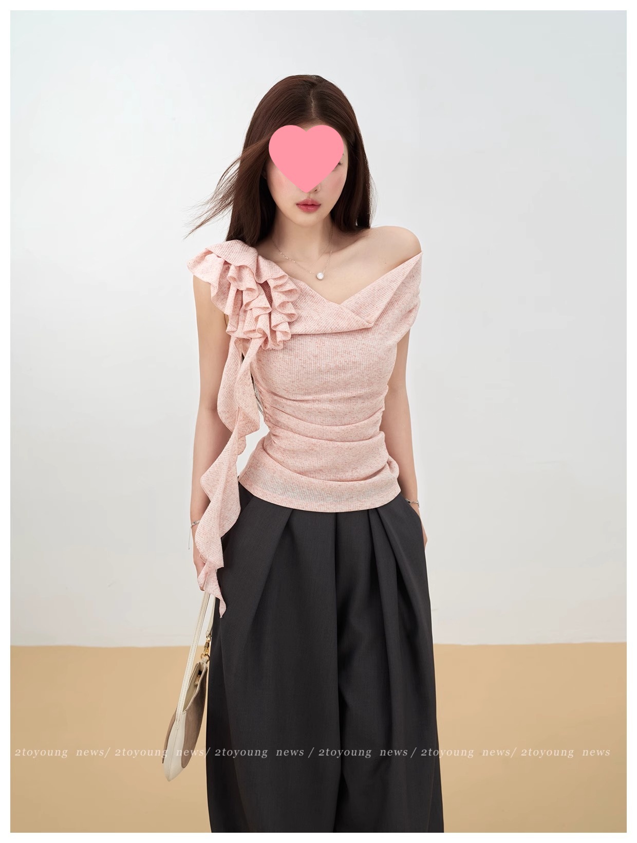 Asymmetric Ruffled Slim Tank Top