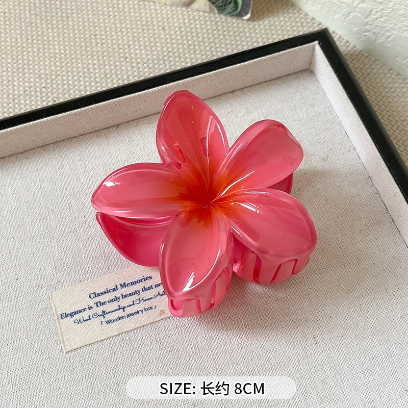 沙滩度假风鸡蛋花抓夹女多巴胺盘发鲨鱼夹子大号花朵发卡发饰头饰|undefined