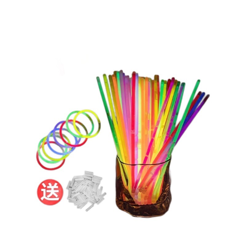 荧光棒粘衣服发光儿童荧光彩色棒新年晚会炫彩光夜光手环玩具|undefined
