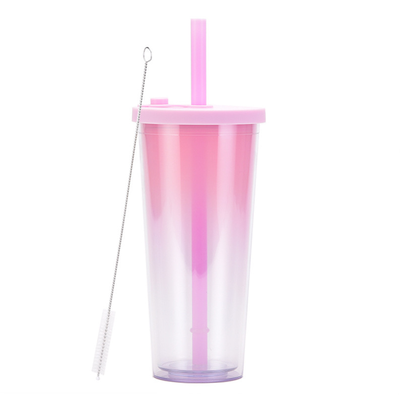 2025 新しいクロスボーダー二層プラスチック大穴ストローカップ透明パールミルクティーカップボバストローカップカスタマイズ|undefined