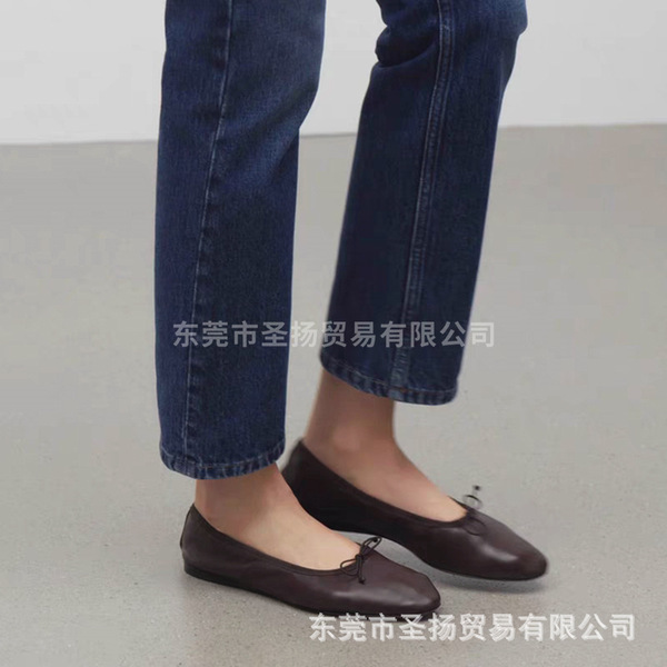 Exclusive soft silk ballet shoes flat low-cut with bow