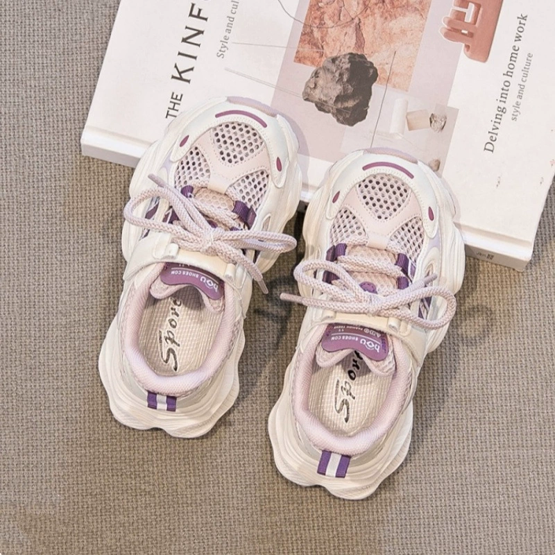 Спортивная обувь для девочек 2025 новый весенний детский ботинок сетчатый ботинок весной и летом