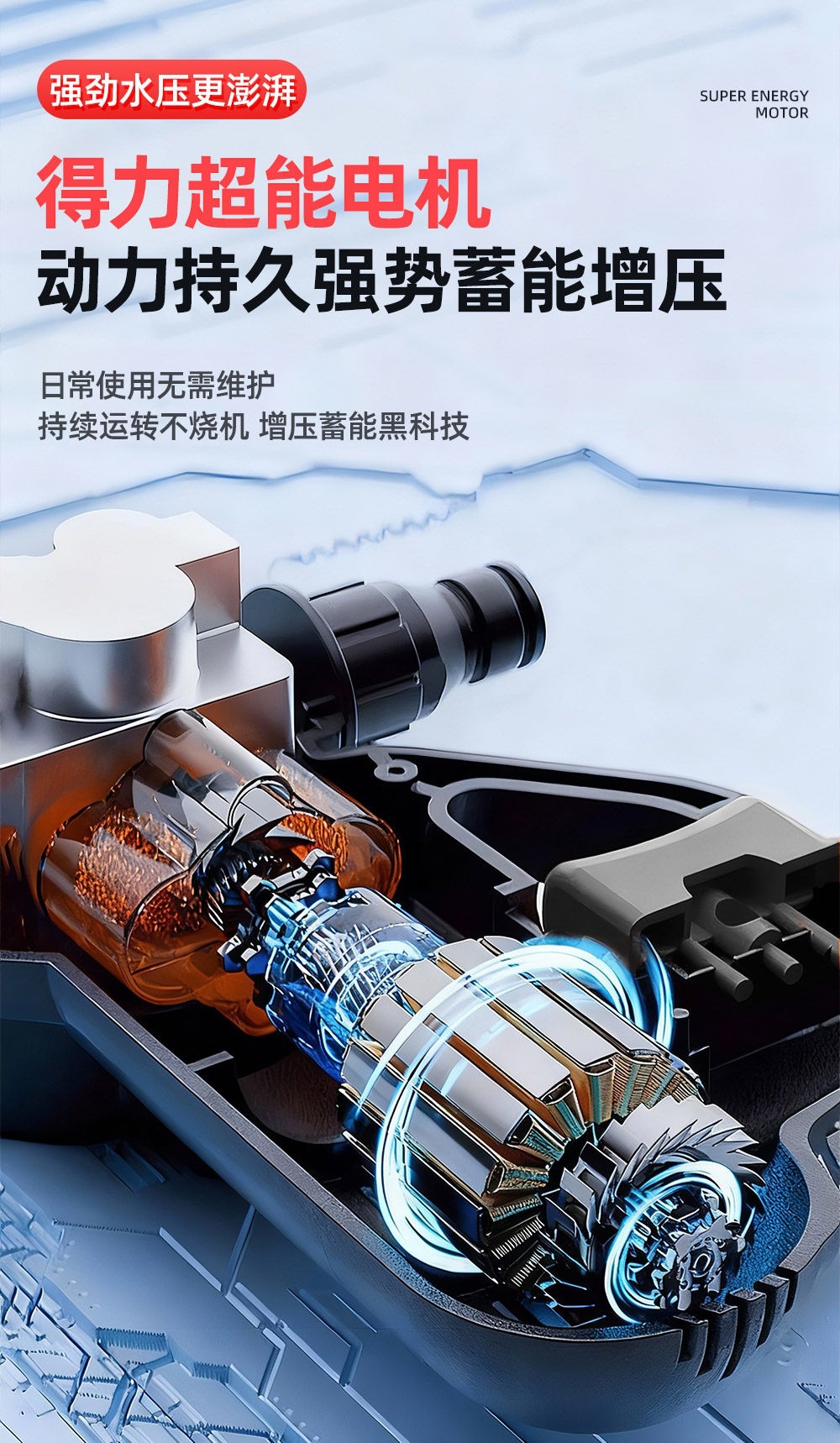 Suitable for Deli car wash high-pressure water gun, home-use wireless car washer, high-power rechargeable lithium battery, pressure-enhanced cleaning