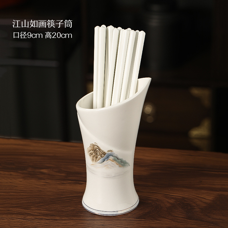 軽い贅沢な箸籠陶磁器箸棚家庭用水切り箸筒箸桶箸籠収納棚箸箱|undefined