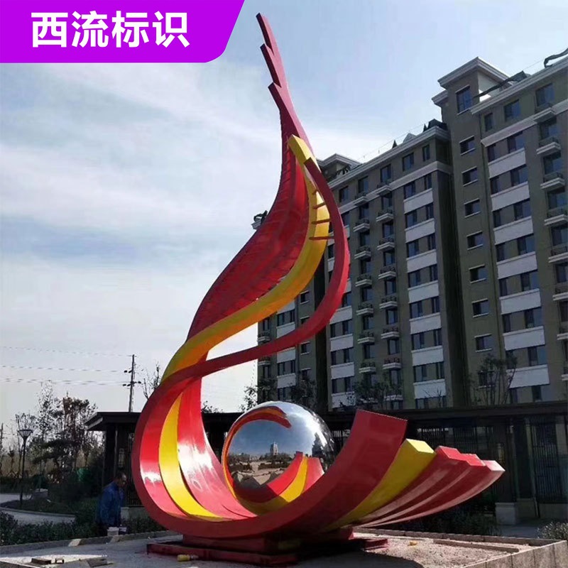 小区广场园林景观不锈钢雕塑精神堡垒小品摆件地标性建筑雕塑