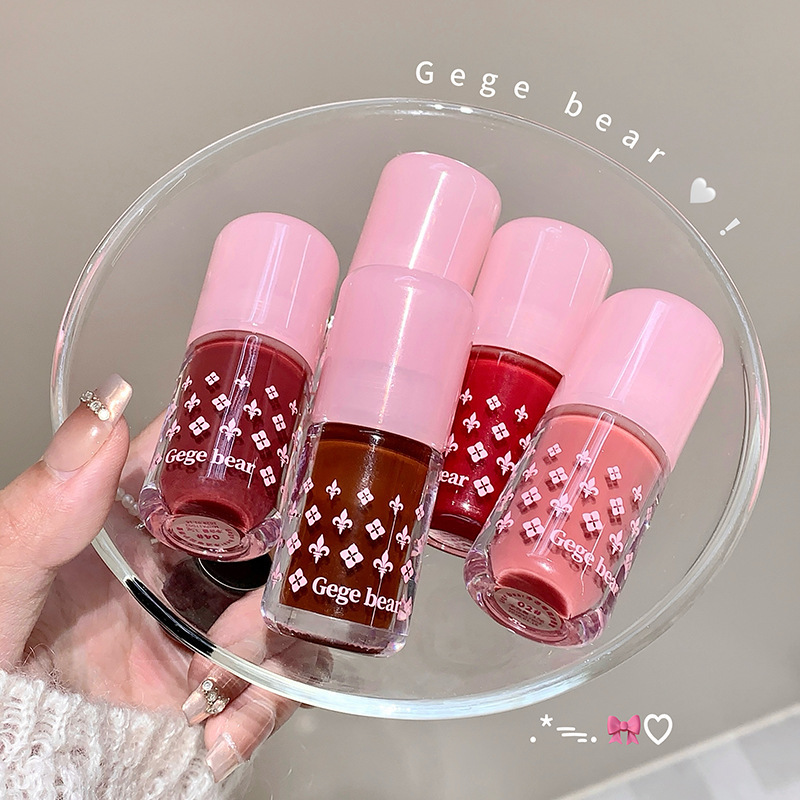 Gege bear net permeable esmalte labial de miel de agua brillante espejo de labio húmedo hidratante para estudiantes pseudo esmalte labial simple