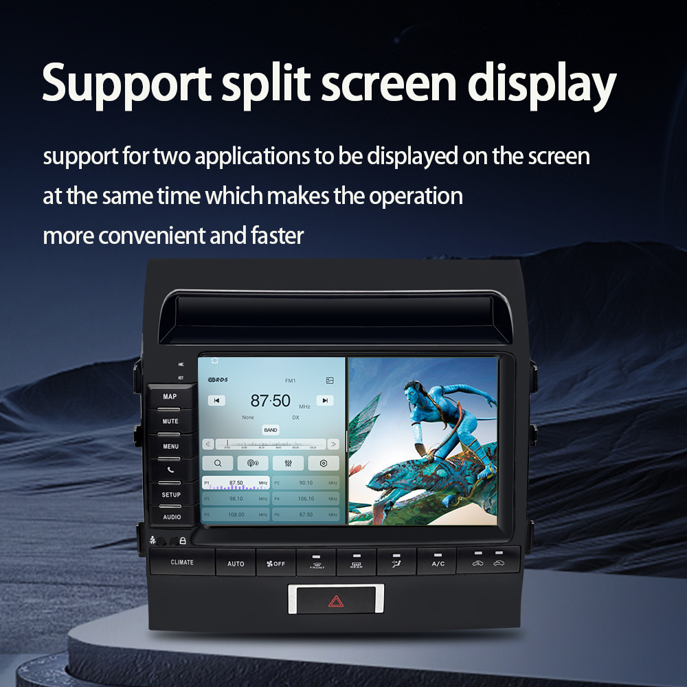 Suitable for Toyota Land Cruiser Car-Mounted Central Control Large-Screen Android Navigation System with Reversing Image, Bluetooth, and Wifi All-In-One Device
