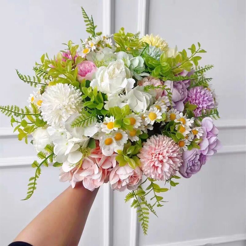 ！玫瑰绣球花花假花客厅餐桌装饰摆设塑料花拍照道具套装|undefined