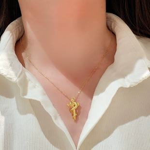 Shuibei Gold 999 Pure Gold Scepter Snake Zodiac Pendant New Necklace Fine Clavicle Chain Female DIY Live Broadcast Hot Style