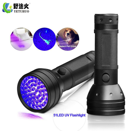 Free logo100uv51 purple light flashlight 21 led uv flashlight pet urine fluorescent scorpion light