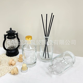 新品100ML卡口斜肩圆柱玻璃瓶无火香薰藤条挥发空瓶 家用扩香容器
