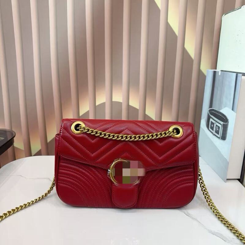 2024 New Women's Bag Gujia Gg Wave Pattern Marmont Bag Genuine Leather Chain Crossbody Bag 446744 2024 New Women's Bag Gujia Gg Wave Pattern Marmont Bag Genuine Leather Chain Crossbody Bag 446744