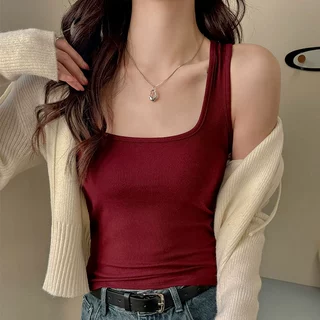 方领螺纹吊带背心女2026新款百搭无袖修身显瘦设计感小众外穿上衣