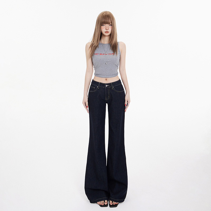 Orange Silk Women's Clothing# American Retro Low Waist Spice Girls Loose Flared Pants All-match Slim Look Sag Women's Jeans Orange Silk Women's Clothing# American Retro Low Waist Spice Girls Loose Flared Pants All-match Slim Look Sag Women's Jeans
