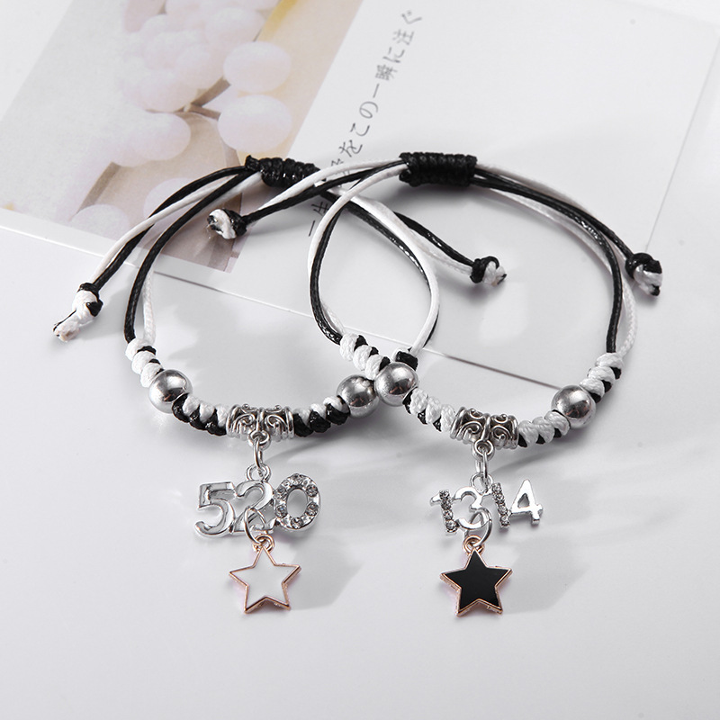Internet Popular Korean Style Bracelet for Female and Male Students Korean BFF Couple Two-Person Mori BFF Couple Gift Bracelet Anklet