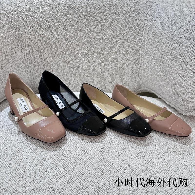 j8平底单鞋扣鞋一字玛丽珍45直达方头粗跟女浅口珍珠lisa法国女g3