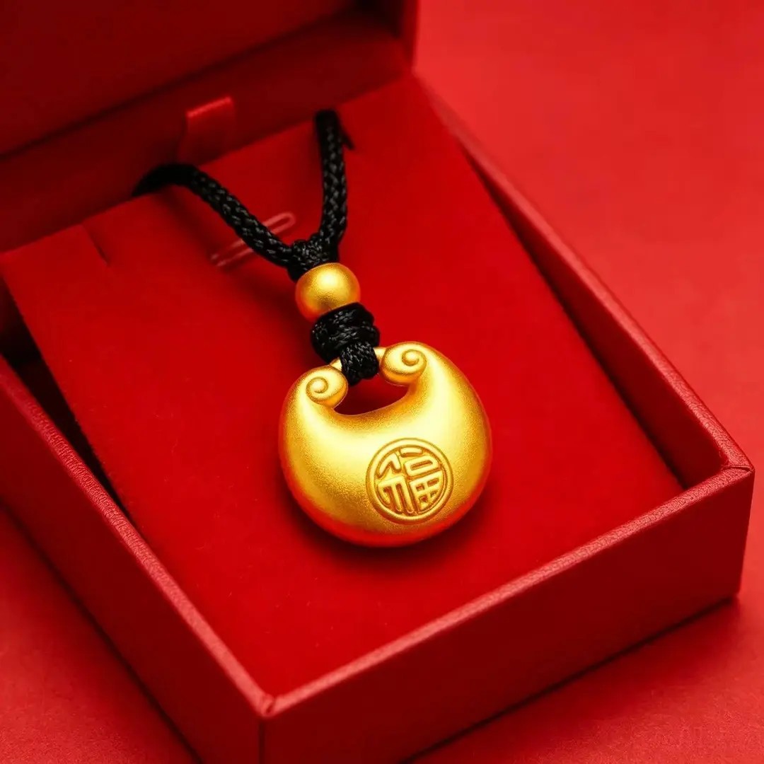 Solid little chubby fortune pendant, small fortune pouch, braided rope fashion necklace, handmade