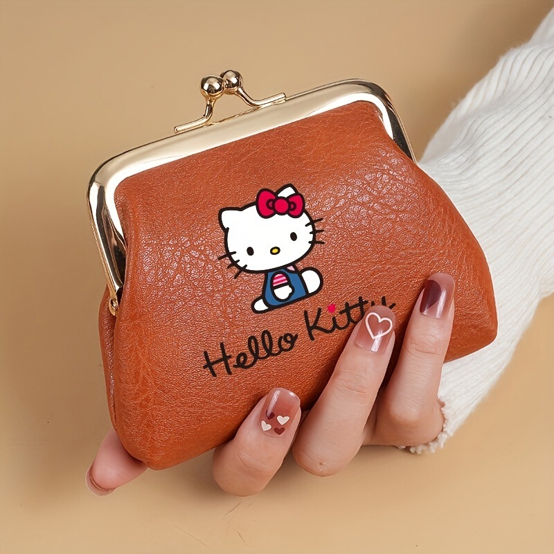 Hello Kitty Clasp Coin Purse Vintage Distressed Leather Lipstick Bag Cute Portable Mini Bag for Girls Hello Kitty Clasp Coin Purse Vintage Distressed Leather Lipstick Bag Cute Portable Mini Bag for Girls