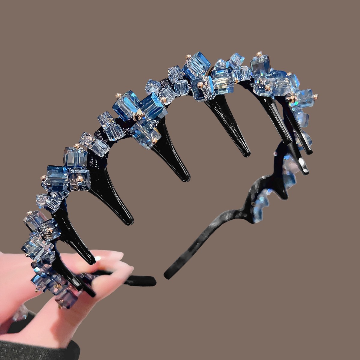 Blue irregular crystal headband