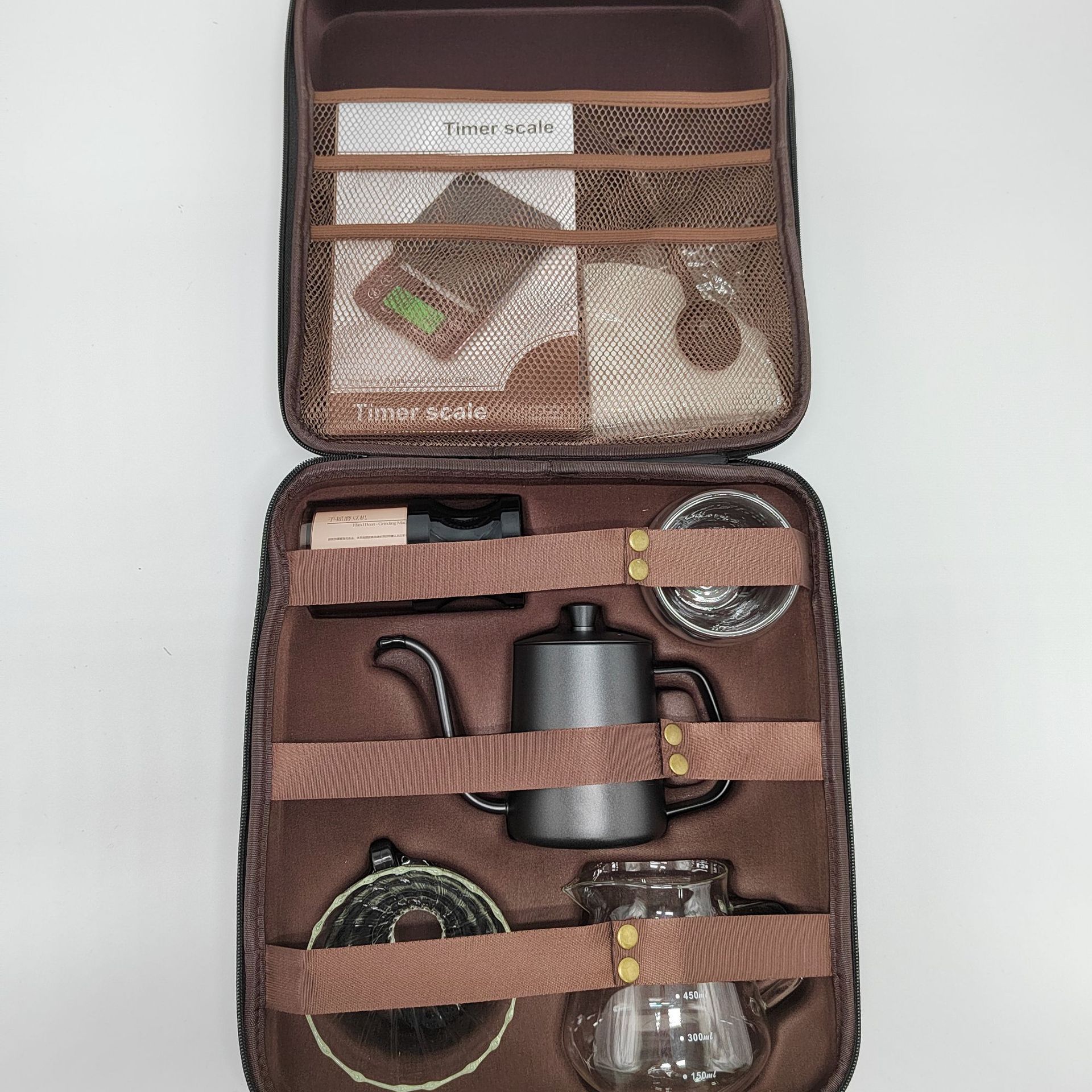 Juego de café hecho a mano personalizado para viajes al aire libre, cafetera portátil molida a mano, juego de café exquisito, regalo