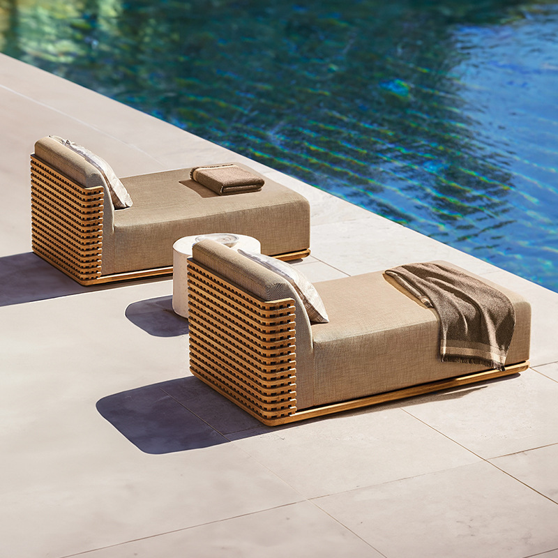Mesa y silla de teca al aire libre, terraza de hotel, patio, diseño a prueba de agua y protección solar, jardín al aire libre, mesa y silla de madera maciza