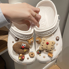 Hole shoe accessory buckle, plush big-eyed red nose cookie DIY resin shoe surface accessories, decorative item, detachable