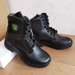 Forest Fire Boots, Genuine Leather Mid-High Top Boots, Non-Slip Spring and Autumn Workwear, Mountaineering Leather Boots, Blue Sky Training, High Temperature Resistance